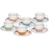 Tognana Sienna Theekopjes met borden, New Bone China, meerkleurig, 6 stuks