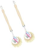 Sorbo Brosse à vaisselle - 2 pièces - Bois - Poils en fibre - Avec crochet de suspension