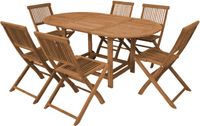 AXI Jadi Teak opklapbare Tuinset – Opklapbare Tafel met 6 Opklapbare Stoelen – Ovale Tafel - Teakhout – Compact Op te Bergen – Met Wielen – Hoogwaardig Tuinset voor Tuin en Terras