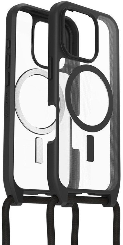 OtterBox React Necklace Hoesje Geschikt voor Apple iPhone 16 Pro | Compatibel met MagSafe | Back Cover met Koord | Clear Zwart