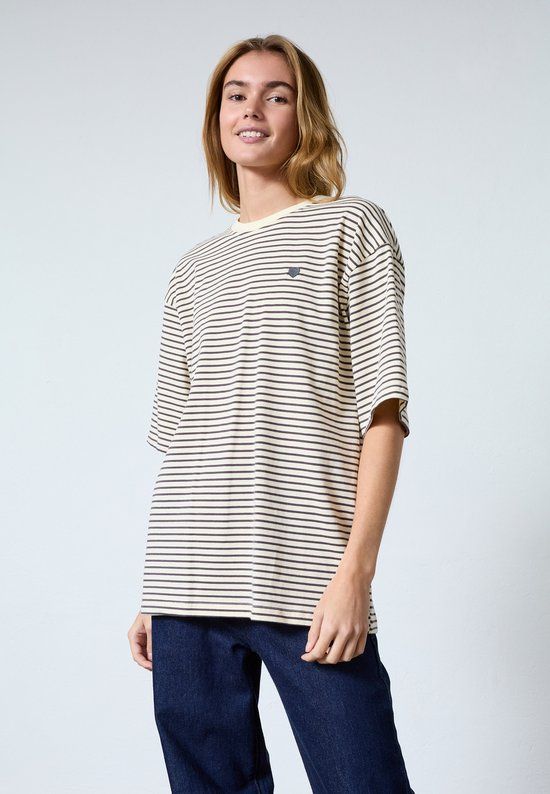 SISTERS POINT Vez-ss Dames T-shirt Cream/brown Maat M