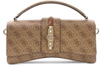 GUESS Yvonne Logo Mini Top Handle Flap Handtas Schoudertas Latte Logo Lichtbruin