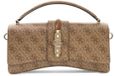 GUESS Yvonne Mini Top Handle Flap Handtas Schoudertas Latte Logo Lichtbruin
