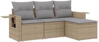 vidaXL 4-delige Loungeset met kussens, polyrattan, beige