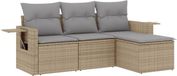 vidaXL Loungeset met kussens, polyrattan, beige