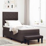 Maison Exclusive - Lit boxspring avec tête de lit, marron foncé, 100 x 200 cm, tissu