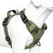 HEELE Harnais pour chien, Harnais pour chien sans traction, détachable au cou, Harnais pour chien réfléchissant réglable avec 2 attaches de laisse à l'avant et poignée souple rembourrée pour la marche et l'entraînement, vert militaire, L