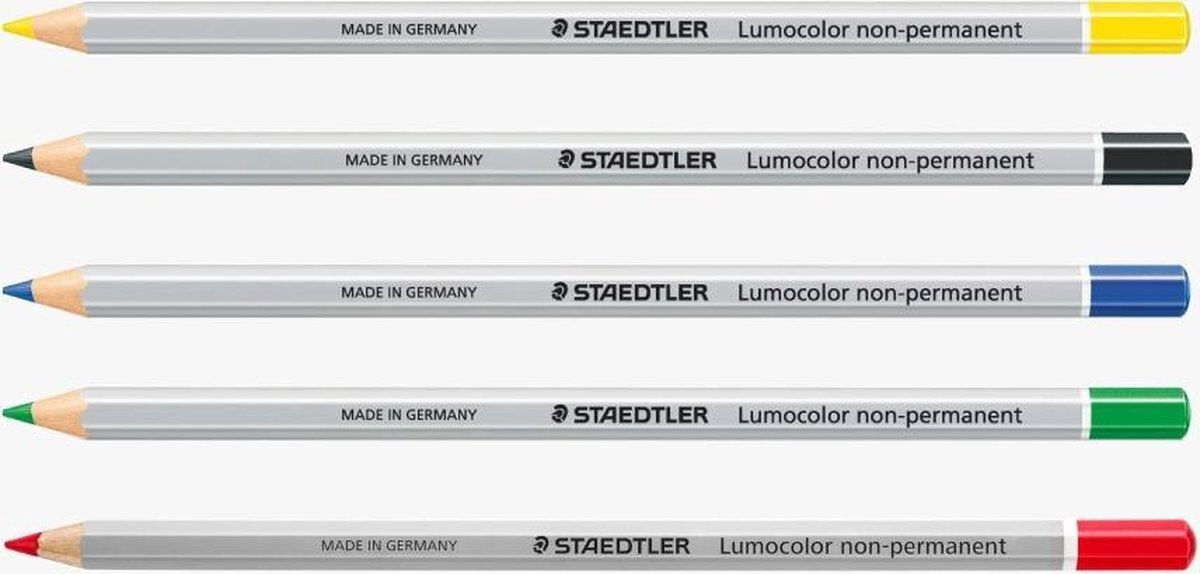 Staedtler - lumocolor non-permanent potloden - 108 serie - whiteboard potloden/highlighter - set van 5 - wet-erase