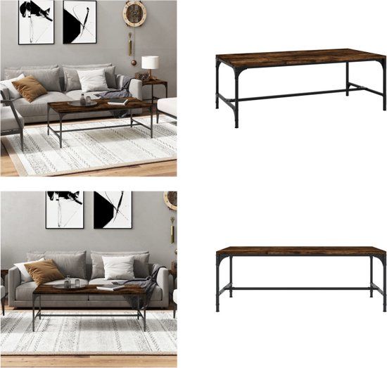 vidaXL Salontafel 100x50x35 cm bewerkt hout gerookt eikenkleurig