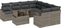 vidaXL Banc de jardin - Set - 9 - pièces - Gris - poly - rotin