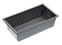 MasterClass Crusty Bake geperforeerde broodvorm met PTFE-, PFOA- en BPA-vrije antiaanbaklaag, robuust 1 mm dik koolstofstaal, 2 lb, 21 cm x 11 cm x 7 cm, grijs
