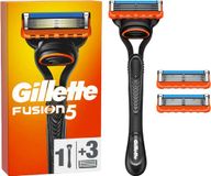 Gillette Fusion5 Scheerapparaat voor heren, 1 Gillette-scheerapparaat, 3 navulmesjes, met Lubrastrip voor een grondige scheerbeurt
