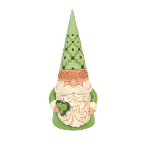 Enesco Jim Shore Heartwood Creek Irish Gnome with Clover Figurine, 16.5 cm, Multicolor Green