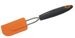 Fackelmann Zachte siliconen spatel met ergonomische en antislip handgreep van roestvrij staal en polypropyleen, grijs en oranje, 27 x 8 cm, 1 stuk