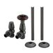 Hudson Reed Robinet de Radiateur Coudé Thermostatique Rétro et Kit Tuyauterie – Étain Noir