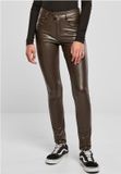 Urban Classics Mid Waist Synthetic Leather Pantalon jambes droites Femme W28 Marron
