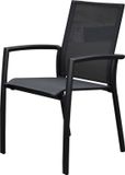 AVH-Collectie Malaga dining tuinstoel stapelbaar antraciet aluminium textileen
