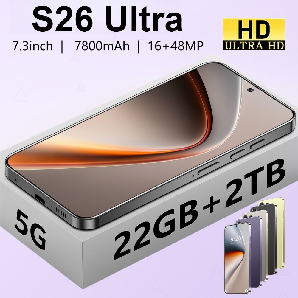 CHOTOG S26 Ultra Origineel 7800mAh Gezichtsherkenning Smartphone 5G Dual SIM 7,3 inch Wereldwijd Android 15 Ontgrendelde Mobiele Telefoons