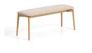 Kave Home Bankje Evera Chenille en eiken, 122cm - Beige/Naturel