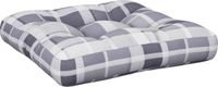 vidaXL Palletkussen 60x60x12 cm stof ruitpatroon grijs