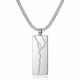 Mendes Zilverkleurige Heren Ketting met Rechthoekige Hanger in Edelstaal