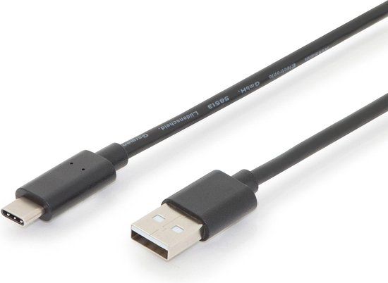 Digitus AK-300148-030-S USB 2.0 Kabel 3m USB A naar USB C Zwart