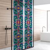 Ambiance Sticker Privacy raamfolie - Glas-in-lood met ranken en bloemen - Stickers voor ramen en douchedeuren - 40x200cm