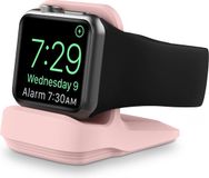 Par Qubix - Support en silicone pour Apple Watch - Rose - Convient à toutes les séries Apple Watch standard - station d'accueil