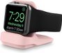 Par Qubix - Support en silicone pour Apple Watch - Rose - Convient à toutes les séries Apple Watch standard - station d'accueil