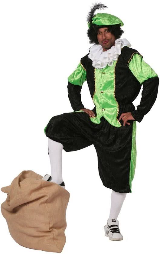 Feestbeest.nl Zwarte Piet kostuum zwart/groen voor volwassenen