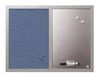 Bi-Office 600 x 450 mm parelframe Bluebell Combi stof/magnetisch prikbord, zilver droog afwasbaar