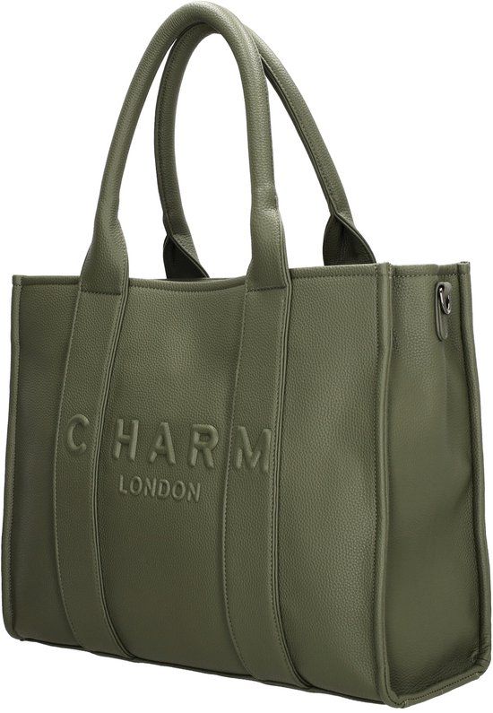 Charm London Bond Handtas - Schoudertas - 42 x 34 x 16 cm - Laptoptas 15,6 inch - Natuur groen