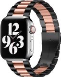By Qubix - Stalen schakelband - Zwart met rosé goud - Geschikt voor Apple Watch 38mm / 40mm / 41mm / 42mm