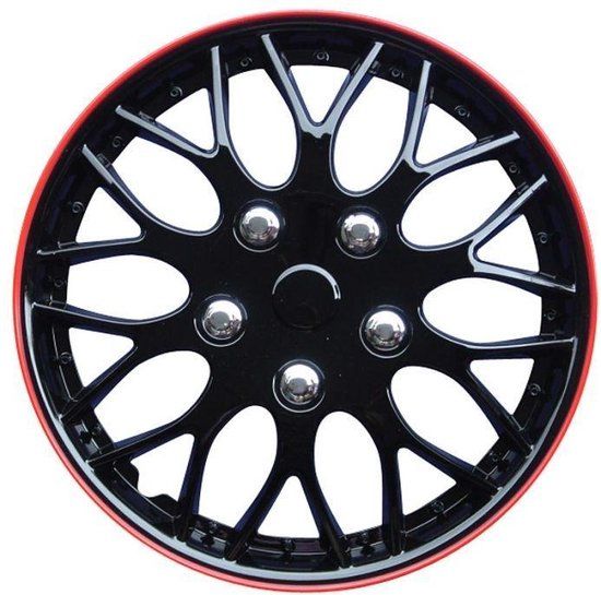 Autostyle Wieldoppen Missouri 16 Inch Zwart/Rood (Set van 4)