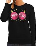 Bellatio Decorations Shoppartners Bv Foute kersttrui sweater - voor dames - zwart - met roze Merry Xmas ballen - kerstkleding - lange mouwen 2XL