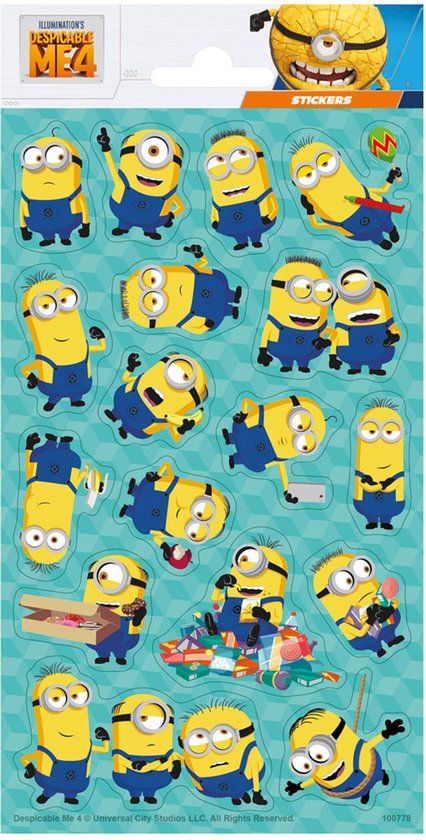 Top1Toys TM Essentials B.V. Stickervel Glitter Despicable Me 4 Minions