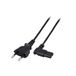 ACT Netsnoer Euro male - C7 female (haaks links/rechts) zwart 3 m