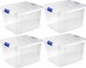 Plasticforte bac de rangement avec couvercle - 8x - 25 litres - Transparent - Plastique