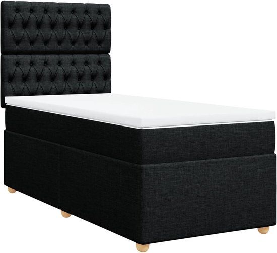 vidaXL Boxspring met matras stof zwart 80x200 cm