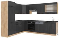Vicco Hoekkeuken Fame-Line, Donkergrijs/Goudkleurig Eiken, 287 x 227 cm, WB Antraciet