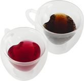 Ruhhy Thee/Koffie glas - 6x - 240 ml - transparant - dubbelwandig - 10 x 10 cm - thermisch - hartvormig