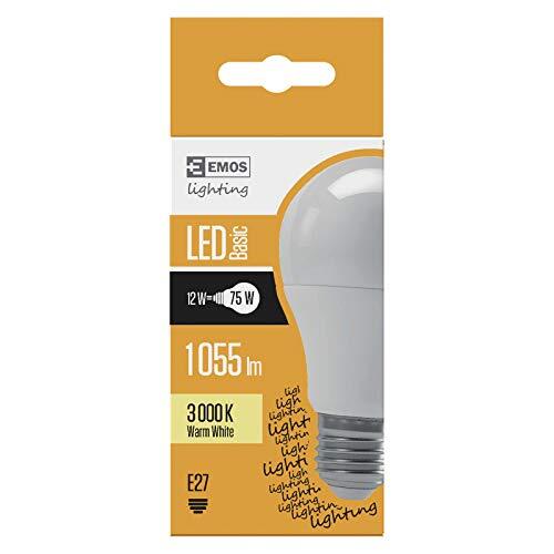 Emos * Model A+, LED gloeilamp A60 12W E27 warm wit, glas, 12 watt, E27, transparant, 6 x 6 x 11 cm