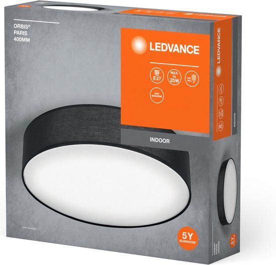 LEDVANCE ORBIS PARIS Plafondlamp - 400mm - Zwart - 2xE27