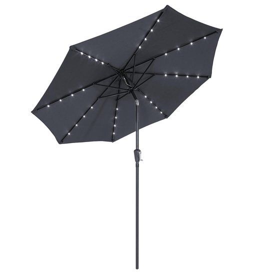 Kingsleeve Parasol Maïmi - Ø270cm - LED - Antraciet - Kantelbaar - Strand