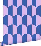 ESTAhome behang art deco bogen lila paars en koningsblauw - 53 cm x 10.05 m
