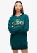 Superdry Luxe sweatjurk met metallic logo Dames Lange mouw Ronde hals Katoen/Polyester Deep Teal XXS