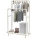 Simple Houseware Kledingrek met dubbele buis en planken onderop, wit