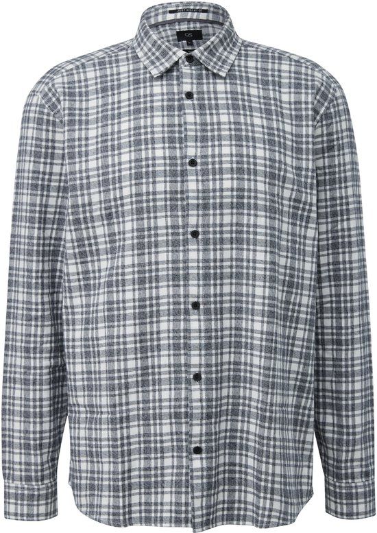 QS s.Oliver Heren Casual Geruit Katoenen Overhemd Lange Mouw XXL Leigrijs