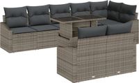 vidaXL Banc de jardin 9 pièces Gris Polyrotin
