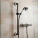 Paulgurkes Ensemble de douche thermostatique mural rétro noir avec barre de douche